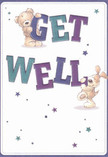 The artwork on this get well card brims with playful optimism and local warmth, evoking the caring spirit of Camberwell. Two beloved characters-a teddy bear and a floppy-eared puppy-spring joyfully from the creamy white surface, each reaching for the large, vibrantly painted letters that spell out 'Get Well.' Indigo and teal hues define the text, their energetic shades reminiscent of the lively storefronts along Camberwell Church Street, while scatterings of stars in blues and purples create a whimsical, uplifting atmosphere. Every detail sings with comfort: the illustrated fur looks soft and inviting enough to touch, promising the same affectionate support found in a freshly arranged bouquet. This card's design doesn't just deliver a message-it's a gentle embrace, ready to accompany a signature get well arrangement from Camberwell Flowers. Together, their buoyant mood and heartfelt care are sure to brighten anyone's recovery, reflecting the nurturing spirit that thrives in every corner of Camberwell.